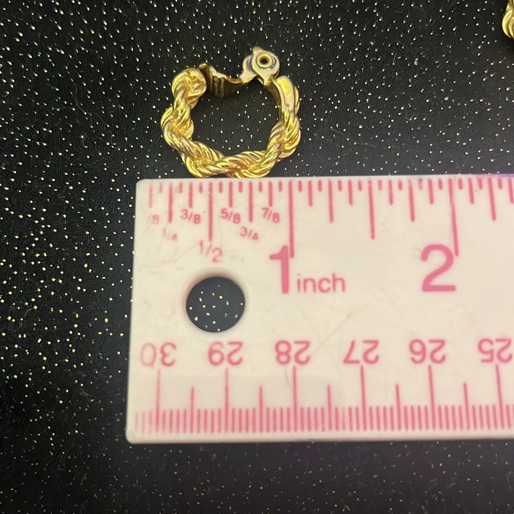 Gold Tone Twist Hoop Earrings - Picture 3 of 3